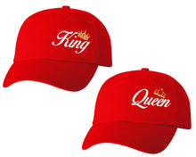 Load image into Gallery viewer, King and Queen matching caps for couples, Red baseball caps.
