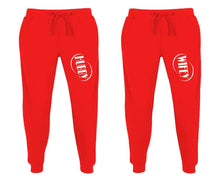 將圖片載入圖庫檢視器 Hubby and Wifey matching jogger pants, Red sweatpants for mens, jogger set womens. Matching couple joggers.
