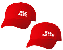 將圖片載入圖庫檢視器 Her Jack and His Sally matching caps for couples, Red baseball caps.
