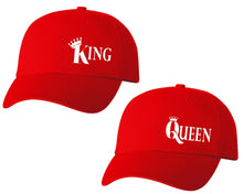 이미지를 갤러리 뷰어에 로드 , King and Queen matching caps for couples, Red baseball caps.
