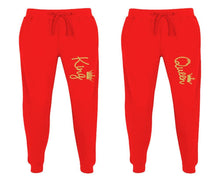 Load image into Gallery viewer, King and Queen matching jogger pants, Red sweatpants for mens, jogger set womens. Matching couple joggers.

