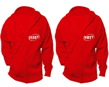 將圖片載入圖庫檢視器 Hubby and Wifey zipper hoodies, Matching couple hoodies, Red zip up hoodie for man, Red zip up hoodie womens
