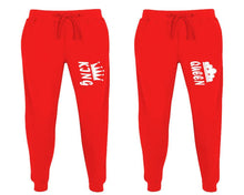 Charger l&#39;image dans la galerie, King and Queen matching jogger pants, Red sweatpants for mens, jogger set womens. Matching couple joggers.
