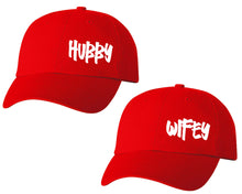 Cargar imagen en el visor de la galería, Hubby and Wifey matching caps for couples, Red baseball caps.
