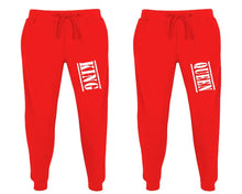 將圖片載入圖庫檢視器 King and Queen matching jogger pants, Red sweatpants for mens, jogger set womens. Matching couple joggers.
