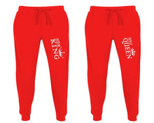 將圖片載入圖庫檢視器 Her King and His Queen matching jogger pants, Red sweatpants for mens, jogger set womens. Matching couple joggers.
