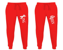 將圖片載入圖庫檢視器 King and Queen matching jogger pants, Red sweatpants for mens, jogger set womens. Matching couple joggers.
