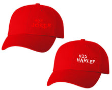 將圖片載入圖庫檢視器 Her Joker and His Harley matching caps for couples, Red baseball caps.
