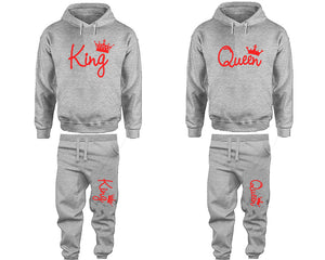 King and Queen matching top and bottom set, Red hoodie and sweatpants sets for mens hoodie and jogger set womens. Matching couple joggers.