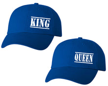 Görseli Galeri görüntüleyiciye yükleyin, King and Queen matching caps for couples, Royal Blue baseball caps.
