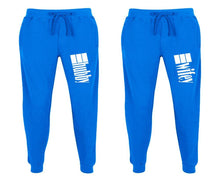 Cargar imagen en el visor de la galería, Hubby and Wifey matching jogger pants, Royal Blue sweatpants for mens, jogger set womens. Matching couple joggers.
