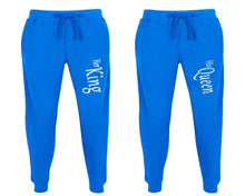 Load image into Gallery viewer, Her King and His Queen matching jogger pants, Royal Blue sweatpants for mens, jogger set womens. Matching couple joggers.
