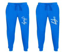 Charger l&#39;image dans la galerie, Hubby and Wifey matching jogger pants, Royal Blue sweatpants for mens, jogger set womens. Matching couple joggers.
