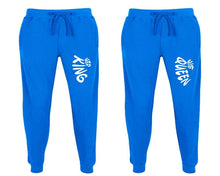 將圖片載入圖庫檢視器 Her King and His Queen matching jogger pants, Royal Blue sweatpants for mens, jogger set womens. Matching couple joggers.
