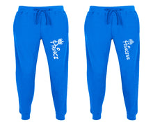 將圖片載入圖庫檢視器 Prince and Princess matching jogger pants, Royal Blue sweatpants for mens, jogger set womens. Matching couple joggers.
