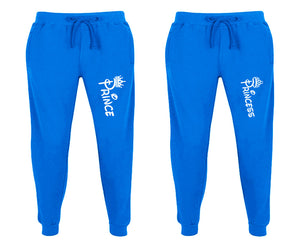 Prince and Princess matching jogger pants, Royal Blue sweatpants for mens, jogger set womens. Matching couple joggers.