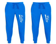 將圖片載入圖庫檢視器 Hubby and Wifey matching jogger pants, Royal Blue sweatpants for mens, jogger set womens. Matching couple joggers.
