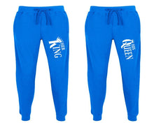Charger l&#39;image dans la galerie, Her King and His Queen matching jogger pants, Royal Blue sweatpants for mens, jogger set womens. Matching couple joggers.
