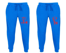 將圖片載入圖庫檢視器 King and Queen matching jogger pants, Royal Blue sweatpants for mens, jogger set womens. Matching couple joggers.
