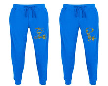 Görseli Galeri görüntüleyiciye yükleyin, King and Queen matching jogger pants, Royal Blue sweatpants for mens, jogger set womens. Matching couple joggers.
