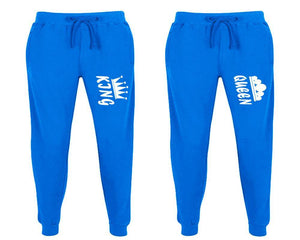 King and Queen matching jogger pants, Royal Blue sweatpants for mens, jogger set womens. Matching couple joggers.