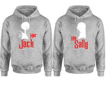 Cargar imagen en el visor de la galería, Her Jack His Sally hoodie, Matching couple hoodies, Sports Grey pullover hoodies. Couple jogger pants and hoodies set.
