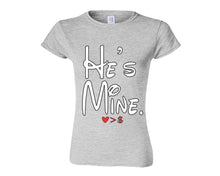 將圖片載入圖庫檢視器 Sports Grey color He&#39;s Mine design T Shirt for Woman
