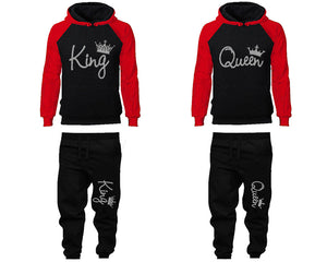 King and Queen matching top and bottom set, Silver Glitter design hoodie and sweatpants sets for mens hoodie and jogger set womens. Matching couple joggers.