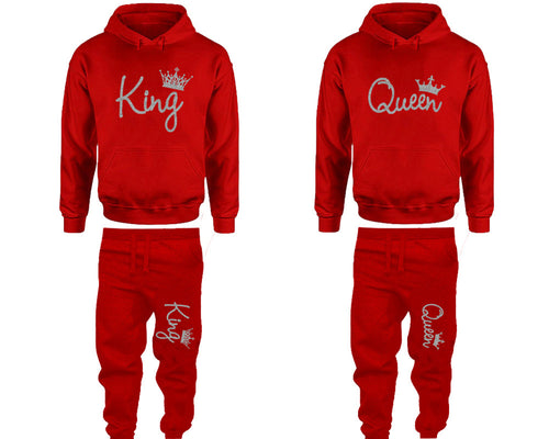 King and Queen matching top and bottom set, Silver Glitter hoodie and sweatpants sets for mens hoodie and jogger set womens. Matching couple joggers.