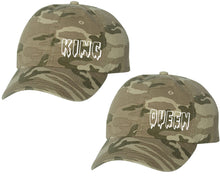 Load image into Gallery viewer, King and Queen matching caps for couples, Tan Camo baseball caps.
