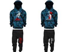 Charger l&#39;image dans la galerie, Her Joker and His Harley matching top and bottom set, Teal Cloud design tie dye hoodie and jogger pants set for mens, tie dye hoodie and jogger set womens. Matching couple joggers.
