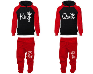 King and Queen matching top and bottom set, White color design hoodie and sweatpants sets for mens hoodie and jogger set womens. Matching couple joggers.