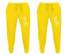 將圖片載入圖庫檢視器 Her King and His Queen matching jogger pants, Yellow sweatpants for mens, jogger set womens. Matching couple joggers.
