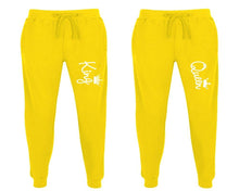 Charger l&#39;image dans la galerie, King and Queen matching jogger pants, Yellow sweatpants for mens, jogger set womens. Matching couple joggers.
