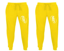 將圖片載入圖庫檢視器 Hubby and Wifey matching jogger pants, Yellow sweatpants for mens, jogger set womens. Matching couple joggers.
