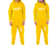 將圖片載入圖庫檢視器 Hubby and Wifey matching top and bottom set, Yellow pullover hoodie and sweatpants sets for mens, pullover hoodie and jogger set womens. Matching couple joggers.

