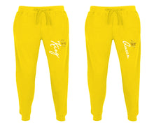 將圖片載入圖庫檢視器 King and Queen matching jogger pants, Yellow sweatpants for mens, jogger set womens. Matching couple joggers.
