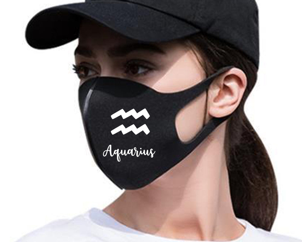 Aquarius Silk Cotton face mask with White color design. Washable, reusable face mask.