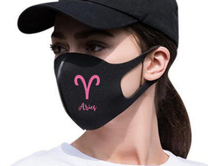 Aries Silk Cotton face mask with Pink color design. Washable, reusable face mask.