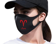 Load image into Gallery viewer, Aries Silk Cotton face mask with Red Glitter color design. Washable, reusable face mask.

