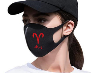 Aries Silk Cotton face mask with Red Glitter color design. Washable, reusable face mask.