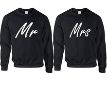 Charger l&#39;image dans la galerie, Mr and Mrs couple sweatshirts. Black sweaters for men, sweaters for women. Sweat shirt. Matching sweatshirts for couples
