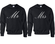 Charger l&#39;image dans la galerie, Mr and Mrs couple sweatshirts. Black sweaters for men, sweaters for women. Sweat shirt. Matching sweatshirts for couples
