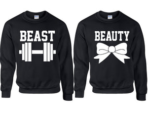 Beast Beauty couple sweatshirts. Black sweaters for men, sweaters for women. Sweat shirt. Matching sweatshirts for couples