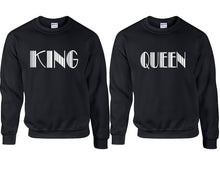 將圖片載入圖庫檢視器 King and Queen couple sweatshirts. Black sweaters for men, sweaters for women. Sweat shirt. Matching sweatshirts for couples
