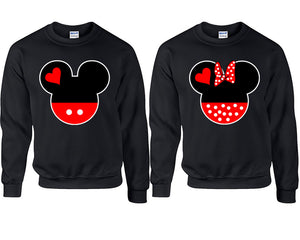 Mickey and Minnie couple sweatshirts. Black sweaters for men, sweaters for women. Sweat shirt. Matching sweatshirts for couples
