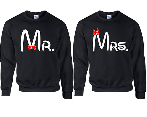 Mr Mrs couple sweatshirts. Black sweaters for men, sweaters for women. Sweat shirt. Matching sweatshirts for couples