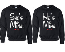 將圖片載入圖庫檢視器 She&#39;s Mine He&#39;s Mine couple sweatshirts. Black sweaters for men, sweaters for women. Sweat shirt. Matching sweatshirts for couples
