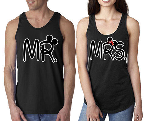 Mr Mrs  matching couple tank tops. Couple shirts, Black tank top for men, tank top for women. Cute shirts.