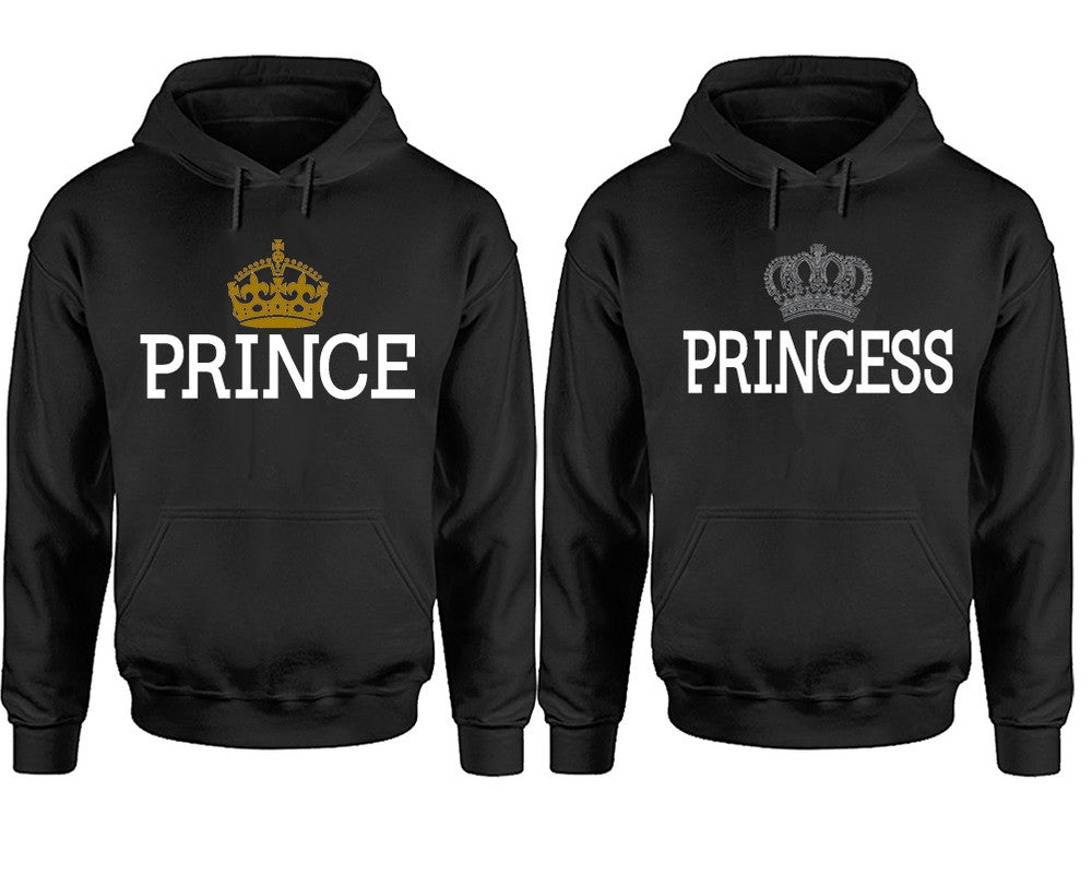 Prince Princess hoodie, Matching couple hoodies, Black pullover hoodies. Couple jogger pants and hoodies set.
